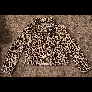 Cheetah print short fur jacket